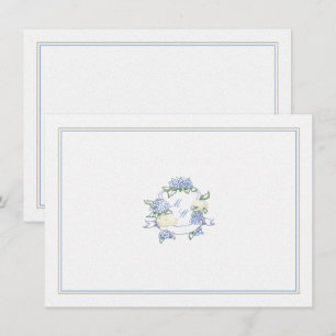 Hydrangea Crest Dusty Blue Classic Wedding Couple Notitiekaartje