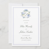 Hydrangea Crest Formal Blue Coastal Photo Wedding Save The Date (Voorkant)