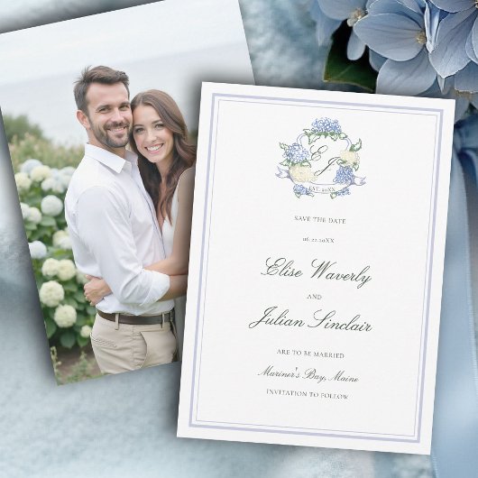Hydrangea Crest Formele Blauwe Kust Foto Bruiloft Save The Date