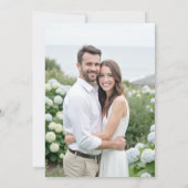 Hydrangea Crest Formele Blauwe Kust Foto Bruiloft Save The Date (Achterkant)