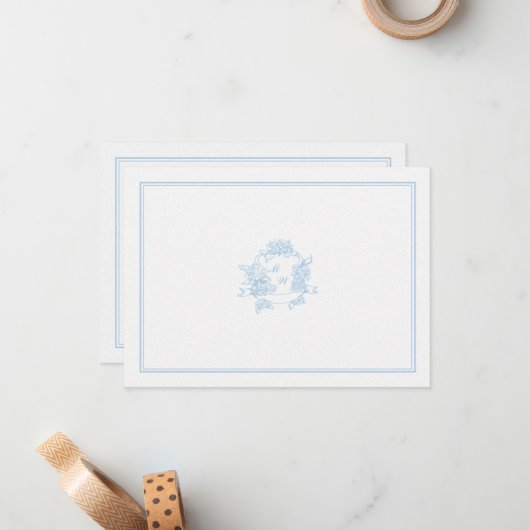 Hydrangea Crest Periwinkle Classic Wedding Couple Notitiekaartje (Voorkant / Achterkant in situ)