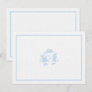 Hydrangea Crest Periwinkle Classic Wedding Couple Notitiekaartje