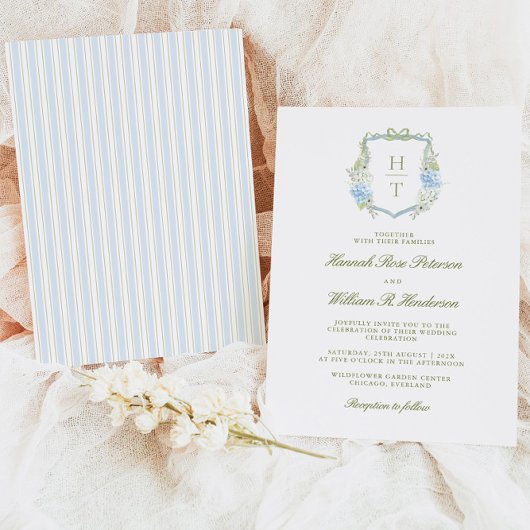 Hydrangea Crest Wedding Invitation Kaart