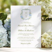 Hydrangea Crest Wedding Invitation Kaart
