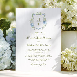 Hydrangea Crest Wedding Invitation Kaart