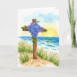 Hydrangea Cross Easter Religious Christian Feestdagen Kaart