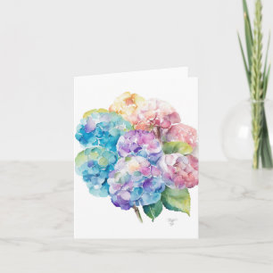 Hydrangea D Portret in Waterverf & Pen Vakantie C Feestdagen Kaart