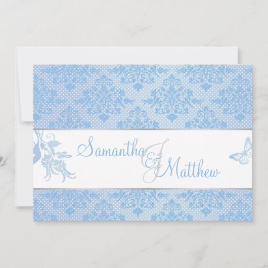 Hydrangea Damask Wedding Invitation Card Kaart (Voorkant)