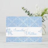 Hydrangea Damask Wedding Invitation Card Kaart (Staand voorkant)