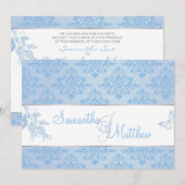 Hydrangea Damask Wedding Invitation Card Kaart (Voorkant / Achterkant)