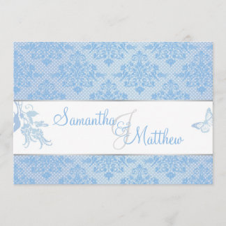 Hydrangea Damask Wedding Invitation Card Kaart