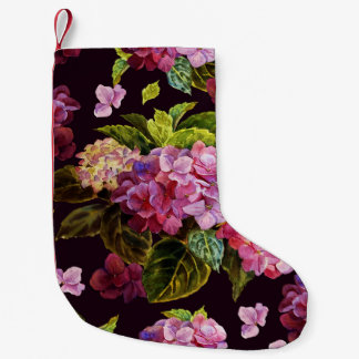 Hydrangea, donker, naadloos bloemenpatroon. kleine kerstsok