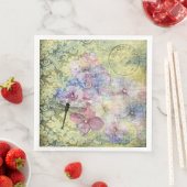 Hydrangea Dragonfly Postmark Ephemera Decoupage Servet (Insitu)