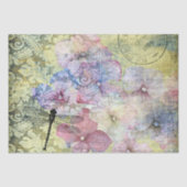 Hydrangea Dragonfly Postmark Ephemera Decoupage Tissuepapier (Voorkant)