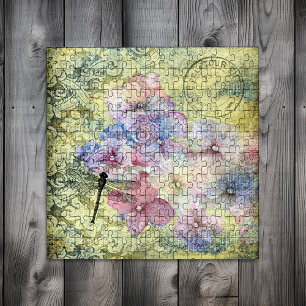 Hydrangea Dragonfly Postmark Ephemera Legpuzzel