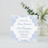 Hydrangea Dusty Blue Floral Modern Wedding Kaart (Staand voorkant)