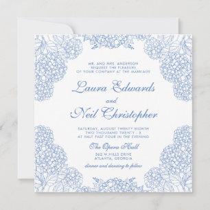Hydrangea Dusty Blue Floral Modern Wedding Kaart