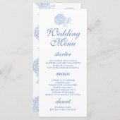 Hydrangea Dusty Blue Floral Modern Wedding Menu (Voorkant / Achterkant)