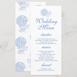 Hydrangea Dusty Blue Floral Modern Wedding Menu