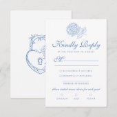 Hydrangea Dusty Blue Floral Modern Wedding RSVP Kaartje (Voorkant / Achterkant)