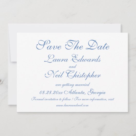 Hydrangea Dusty Blue Floral Modern Wedding Save The Date (Voorkant)