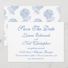 Hydrangea Dusty Blue Floral Modern Wedding Save The Date