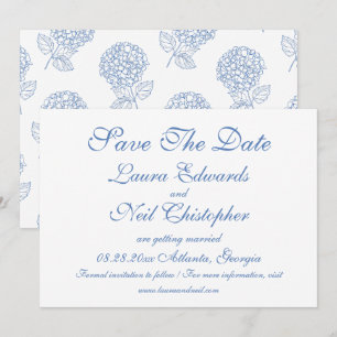 Hydrangea Dusty Blue Floral Modern Wedding Save The Date