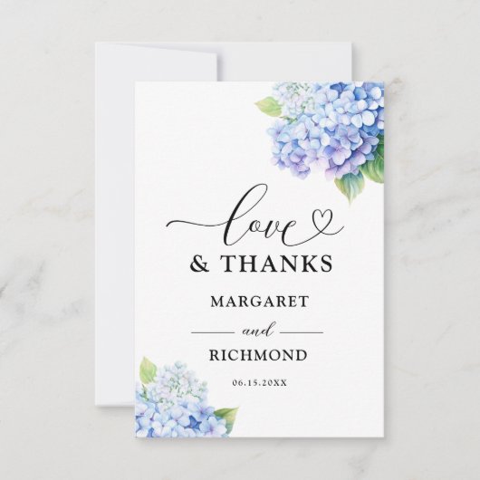 Hydrangea Dusty Blue Floral Wedding Bedankt Card (Voorkant)