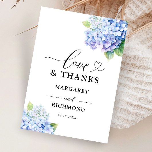 Hydrangea Dusty Blue Floral Wedding Bedankt Card