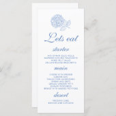 Hydrangea Dusty Blue Floral Wedding Menu (Voorkant / Achterkant)