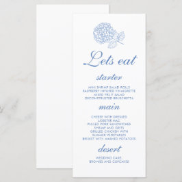 Hydrangea Dusty Blue Floral Wedding Menu