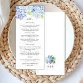 Hydrangea Dusty Blue Floral Wedding Menu