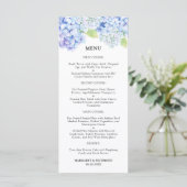 Hydrangea Dusty Blue Floral Wedding Menu (Staand voorkant)
