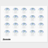 Hydrangea Dusty Blue Floral Wedding Ronde Sticker (Vel)