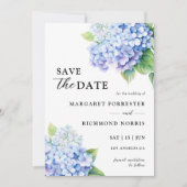 Hydrangea Dusty Blue Floral Wedding Save The Date Kaart (Voorkant)