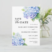 Hydrangea Dusty Blue Floral Wedding Save The Date Kaart (Staand voorkant)
