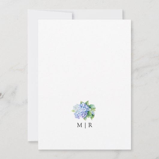 Hydrangea Dusty Blue Floral Wedding Save The Date Kaart (Achterkant)