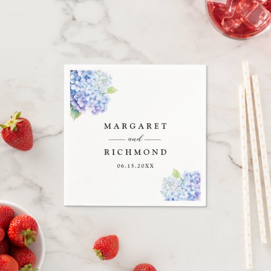Hydrangea Dusty Blue Floral Wedding Servet (Insitu)