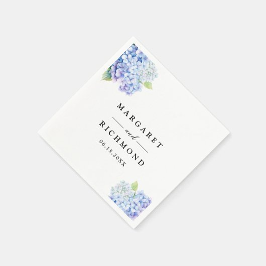 Hydrangea Dusty Blue Floral Wedding Servet (Hoek)