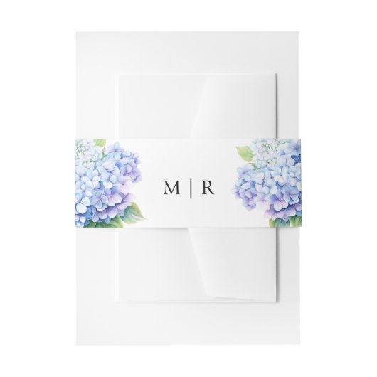 Hydrangea Dusty Blue Floral Wedding Uitnodigingen Wikkel (Voorkant Voorbeeld)