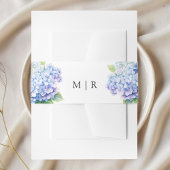 Hydrangea Dusty Blue Floral Wedding Uitnodigingen Wikkel