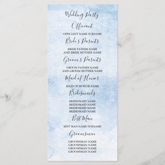 Hydrangea Dusty Blue Garden bruiloft programma's (Achterkant)