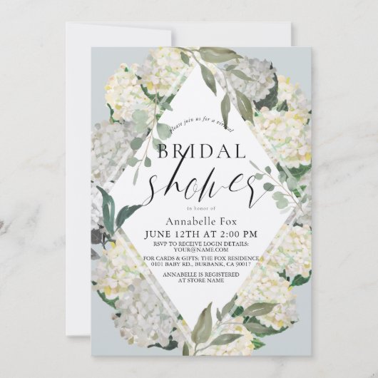 Hydrangea Dusty Blue Rhonbus Virtual Vrijgezellenf Kaart (Voorkant)