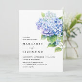Hydrangea Dusty Blue Waterverf Floral Wedding Kaart (Staand voorkant)