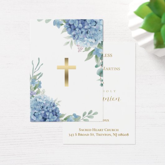 Hydrangea eerste communie herinneringskaart visitekaartje (Bureau)