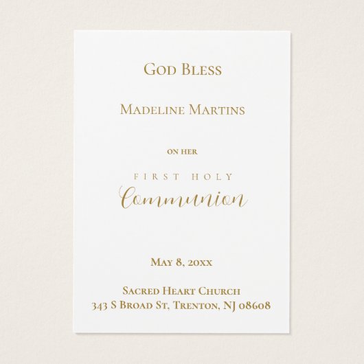 Hydrangea eerste communie herinneringskaart visitekaartje (Achterkant)