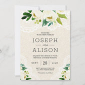 Hydrangea Elegant Classy Floral Lace Burlap Kaart (Voorkant)