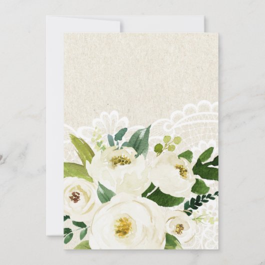 Hydrangea Elegant Classy Floral Lace Burlap Kaart (Achterkant)