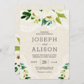 Hydrangea Elegant Classy Floral Lace Burlap Kaart (Voorkant / Achterkant)