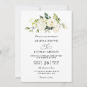 Hydrangea Elegant Rose Budget QR Code Wedding Kaart (Voorkant)